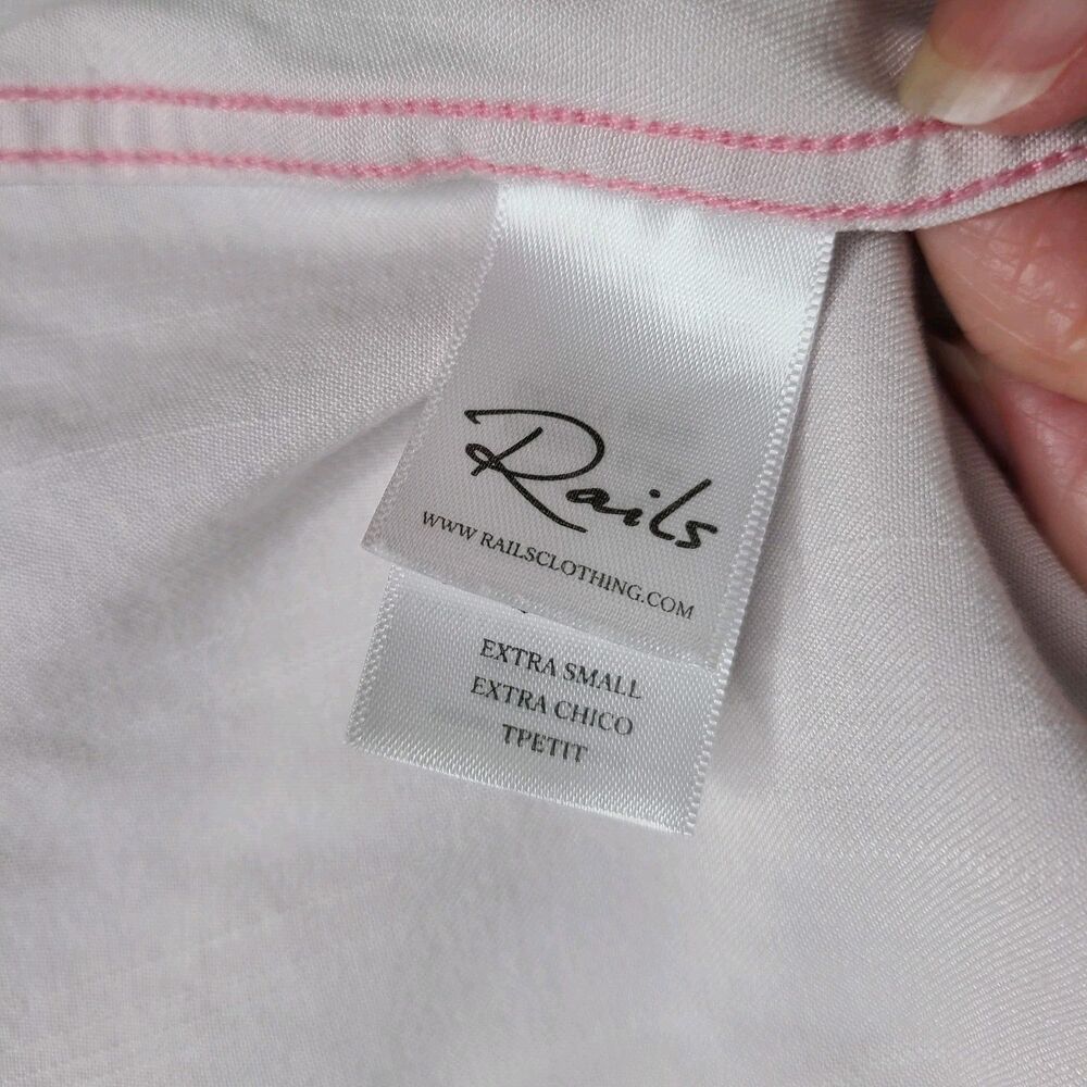 Rails Xs Ingrid Raw Button Up Dusty Rose Chambray… - image 8